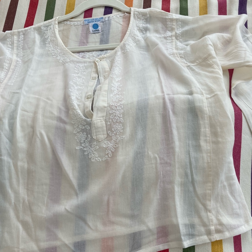 Vintage boho cropped blusa very light in pure cotton
